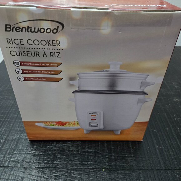 BRENTWOOD 5 CUP RICE COOKER WITH STEAMER WHITE | TS-600S - Picture 3 of 4
